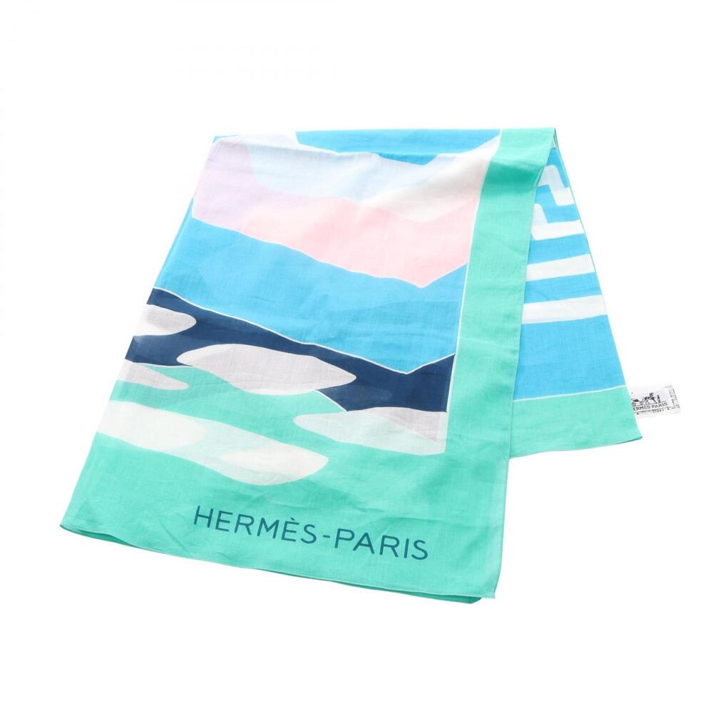 Hermes Pareo Stole, Cotton, Women's, Blue/Multicolor